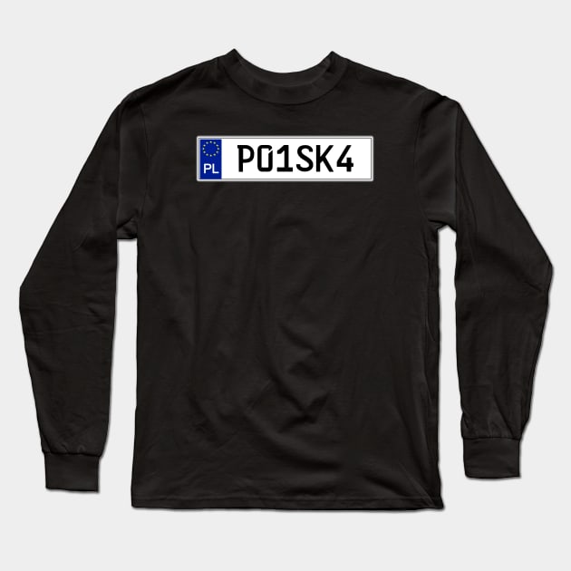 Poland car license plate Long Sleeve T-Shirt by Travellers